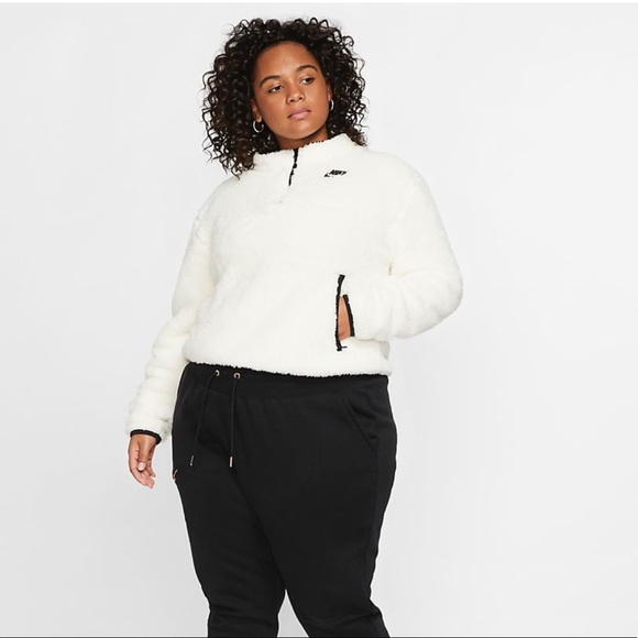 Nike Jackets & Blazers - Nike Sherpa White Black Cropped Jacket 2X 20 22